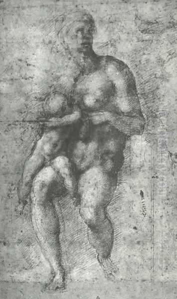 Study for a Holy Family with the Infant St.John Oil Painting by Michelangelo Buonarroti