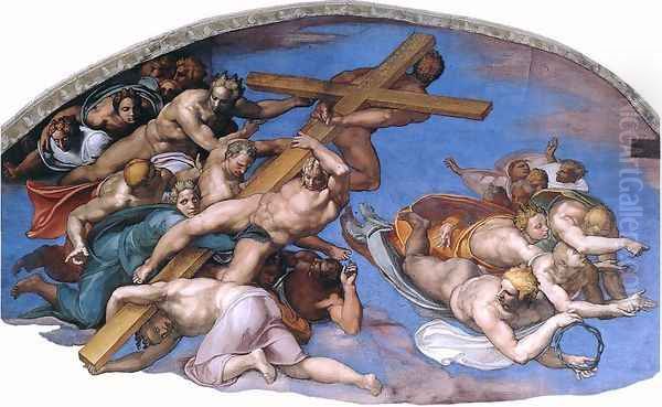 Last Judgment (detail-10) 1537-41 Oil Painting by Michelangelo Buonarroti