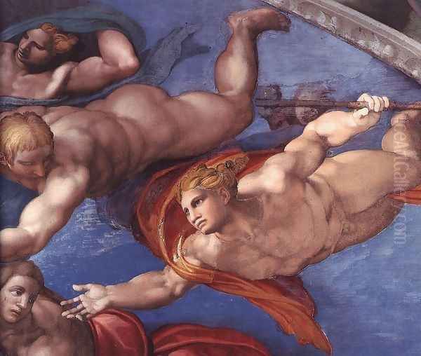 Last Judgment (detail-19) 1537-41 Oil Painting by Michelangelo Buonarroti