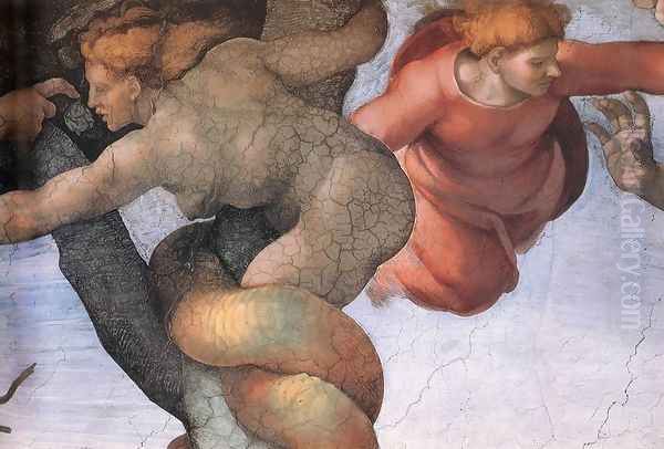 The Fall and Expulsion from Garden of Eden (detail-1) 1509-10 Oil Painting by Michelangelo Buonarroti