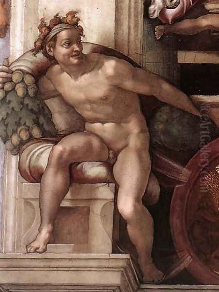 Ignudo -7 1509 Oil Painting by Michelangelo Buonarroti