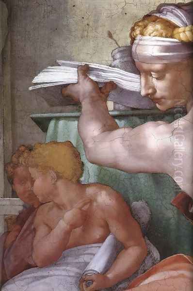 The Libyan Sibyl (detail) 1511 Oil Painting by Michelangelo Buonarroti