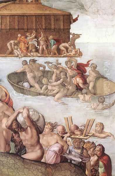 The Deluge (detail-2) 1508-09 Oil Painting by Michelangelo Buonarroti