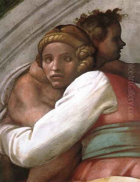 Josiah - Jechoniah - Shealthiel (detail-1) 1511-12 Oil Painting by Michelangelo Buonarroti