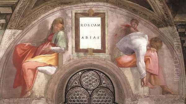 Rehoboam - Abijah 1511-12 Oil Painting by Michelangelo Buonarroti