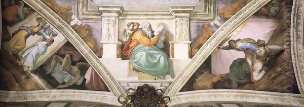 Frescoes above the entrance wall 1508-12 Oil Painting by Michelangelo Buonarroti