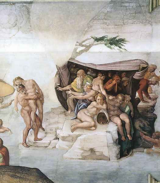 The Deluge (detail-3) 1508-09 Oil Painting by Michelangelo Buonarroti