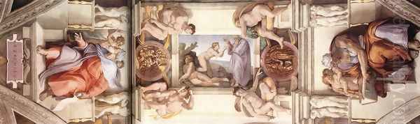 The fifth bay of the ceiling 1508-12 Oil Painting by Michelangelo Buonarroti