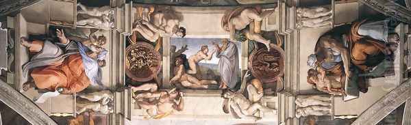 Ceiling of the Sistine Chapel [detail] II Oil Painting by Michelangelo Buonarroti