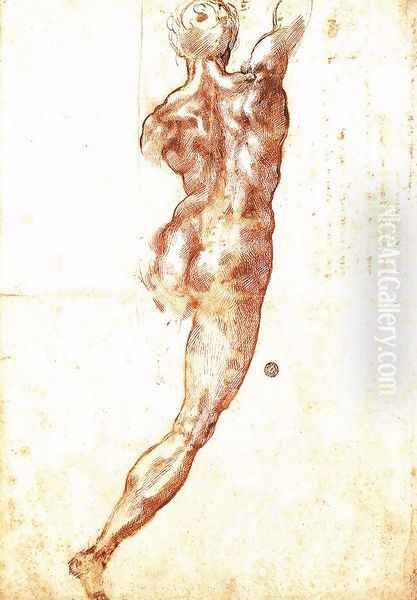 Study for a Nude 1504 Oil Painting by Michelangelo Buonarroti