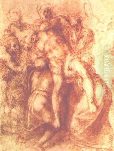 Study for a Deposition 1555 Oil Painting by Michelangelo Buonarroti