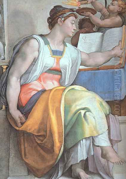 The Erythraean Sibyl (detail-3) 1508-12 Oil Painting by Michelangelo Buonarroti