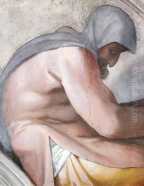 Hezekiah - Manasseh - Amon (detail-3) 1511-12 Oil Painting by Michelangelo Buonarroti