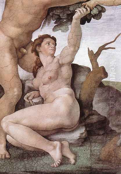 The Fall and Expulsion from Garden of Eden (detail-6) 1509-10 Oil Painting by Michelangelo Buonarroti