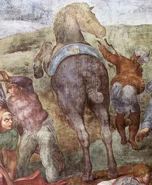 The Conversion of Saul (detail-1) 1542-45 Oil Painting by Michelangelo Buonarroti