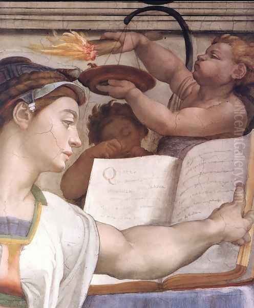 The Erythraean Sibyl (detail-1) 1509 Oil Painting by Michelangelo Buonarroti