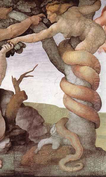 The Fall and Expulsion from Garden of Eden (detail-2) 1509-10 Oil Painting by Michelangelo Buonarroti