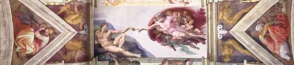 The second bay of the ceiling 1508-12 Oil Painting by Michelangelo Buonarroti