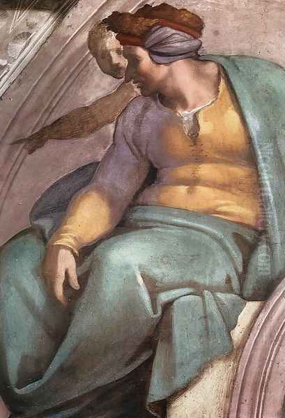 Uzziah - Jotham - Ahaz (detail-1) 1511-12 Oil Painting by Michelangelo Buonarroti