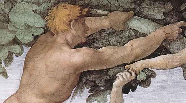 The Fall and Expulsion from Garden of Eden (detail-3) 1509-10 Oil Painting by Michelangelo Buonarroti