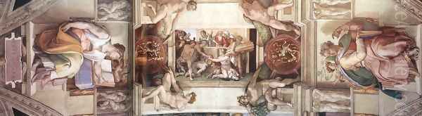 The seventh bay of the ceiling 1508-12 Oil Painting by Michelangelo Buonarroti