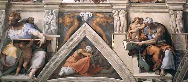 The ceiling (detail-3) 1508-12 Oil Painting by Michelangelo Buonarroti