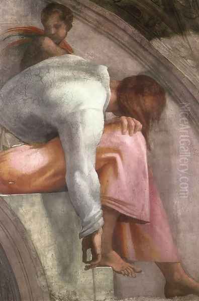 Rehoboam - Abijah (detail-2) 1511-12 Oil Painting by Michelangelo Buonarroti