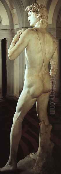 David (side-rear view) Oil Painting by Michelangelo Buonarroti