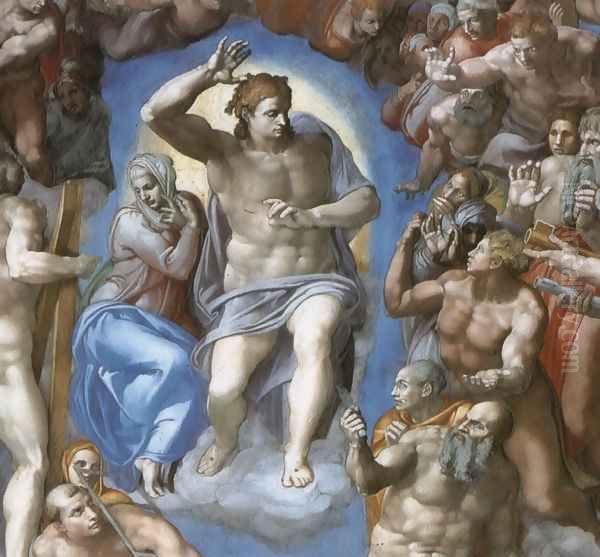 The Last Judgement [detail: 1] Oil Painting by Michelangelo Buonarroti