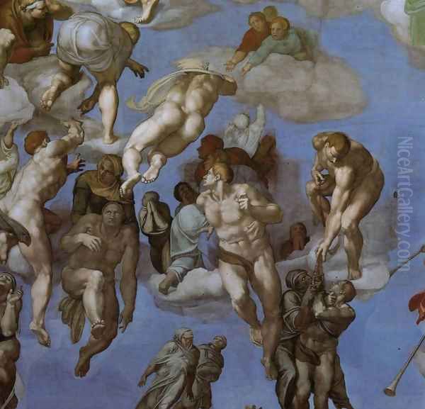 The Last Judgement [detail: 3] (or After restoration) Oil Painting by Michelangelo Buonarroti