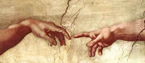 Creation of Adam Hands only Oil Painting by Michelangelo Buonarroti