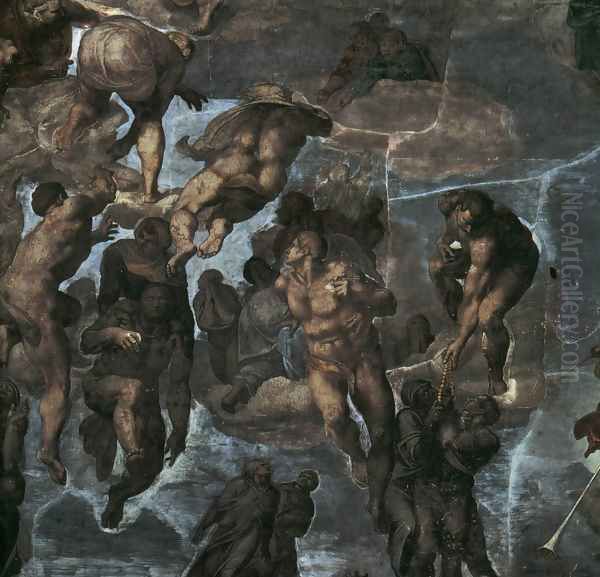 The Last Judgement [detail: 3] (or Before restoration) Oil Painting by Michelangelo Buonarroti