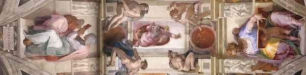 The seventh bay of the ceiling Oil Painting by Michelangelo Buonarroti