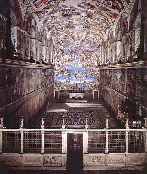 Interior of the Sistine Chapel 2 Oil Painting by Michelangelo Buonarroti