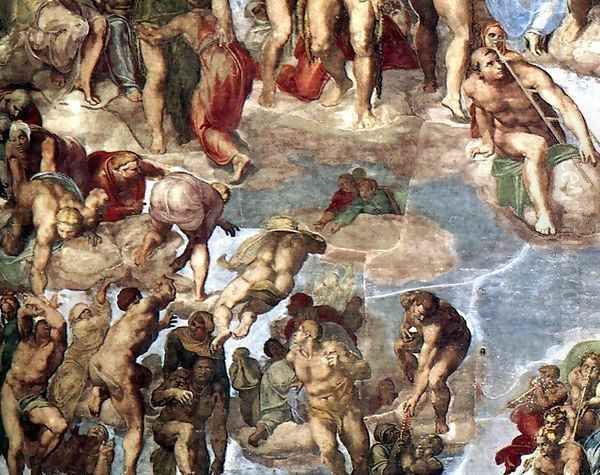 Last Judgment (detail) 2 Oil Painting by Michelangelo Buonarroti