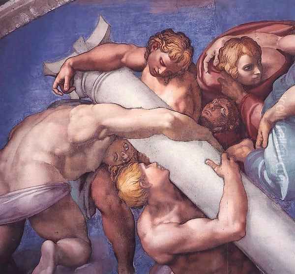 Last Judgment (detail) 7 Oil Painting by Michelangelo Buonarroti