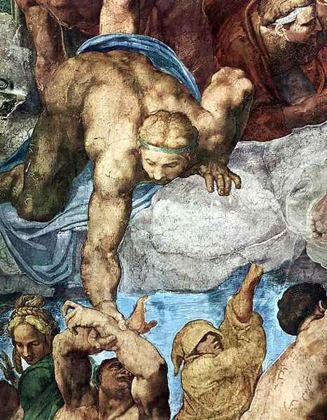 Last Judgment (detail) 3 Oil Painting by Michelangelo Buonarroti