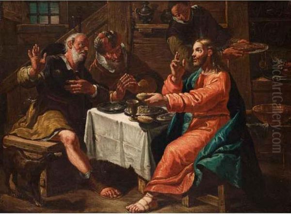 Cena In Emmaus Oil Painting by Francesco Fontebasso