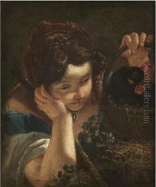 A Young Girl Holding A Cockerel In A Basket Oil Painting by Francesco Fontebasso