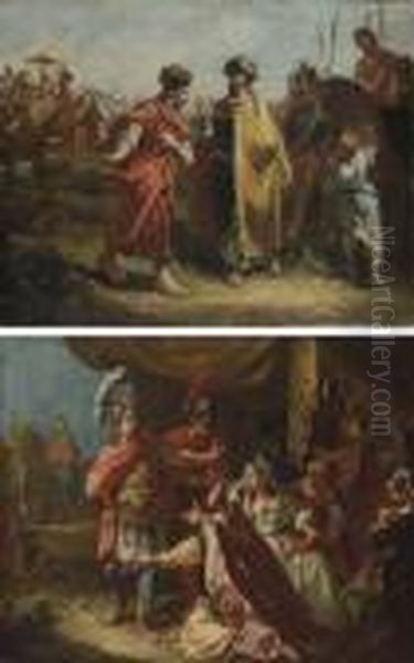 The Family Of Darius Before Alexander The Great; And The Meeting Of Jacob And Esau Oil Painting by Francesco Fontebasso