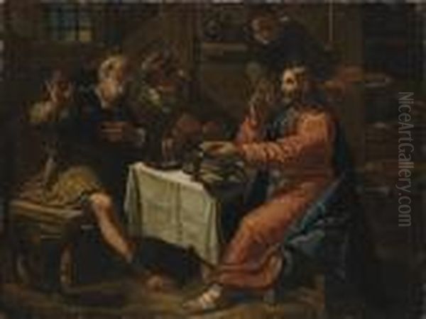 Cena In Emmaus Oil Painting by Francesco Fontebasso