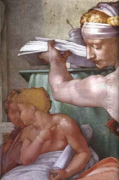 The Libyan Sibyl (detail) Oil Painting by Michelangelo Buonarroti