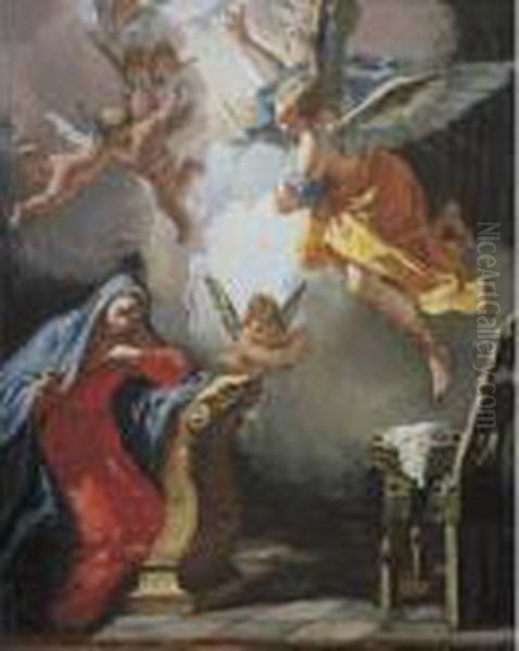 The Annunciation Oil Painting by Francesco Fontebasso