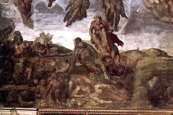 Last Judgment (detail) 4 Oil Painting by Michelangelo Buonarroti