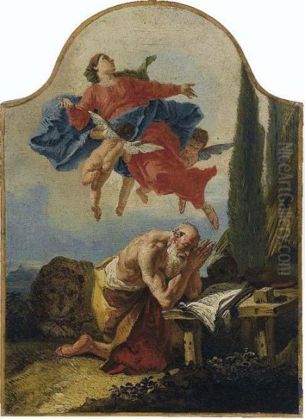 La Vergine Appare A San Girolamo Oil Painting by Francesco Fontebasso