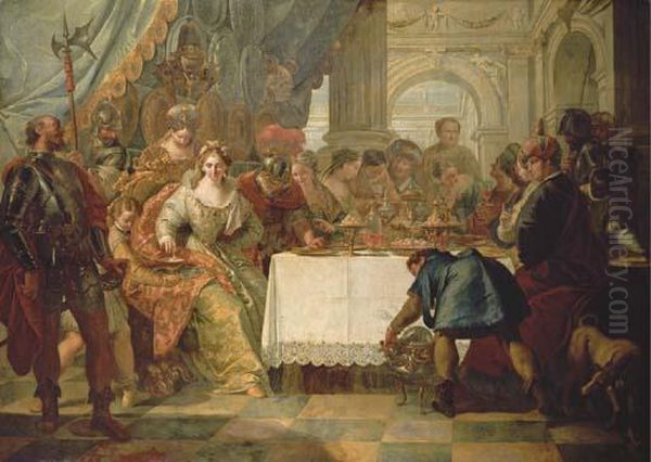 The Banquet Of Cleopatra Oil Painting by Francesco Fontebasso