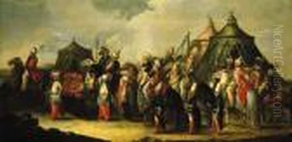 A Triumphal Procession Of Turks Oil Painting by Francesco Fontebasso