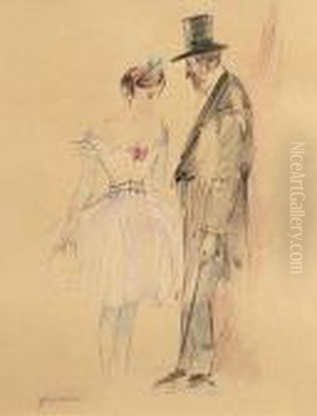 Ballerine Et Vieux Galant Oil Painting by Jean-Louis Forain