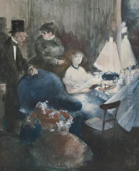 Visite A La Loge Oil Painting by Jean-Louis Forain