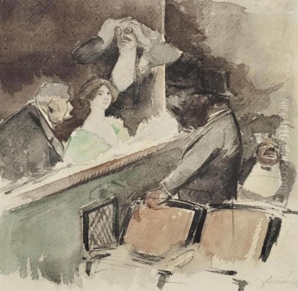 Au Theatre, L'avant-scene Signe 'forain' Oil Painting by Jean-Louis Forain